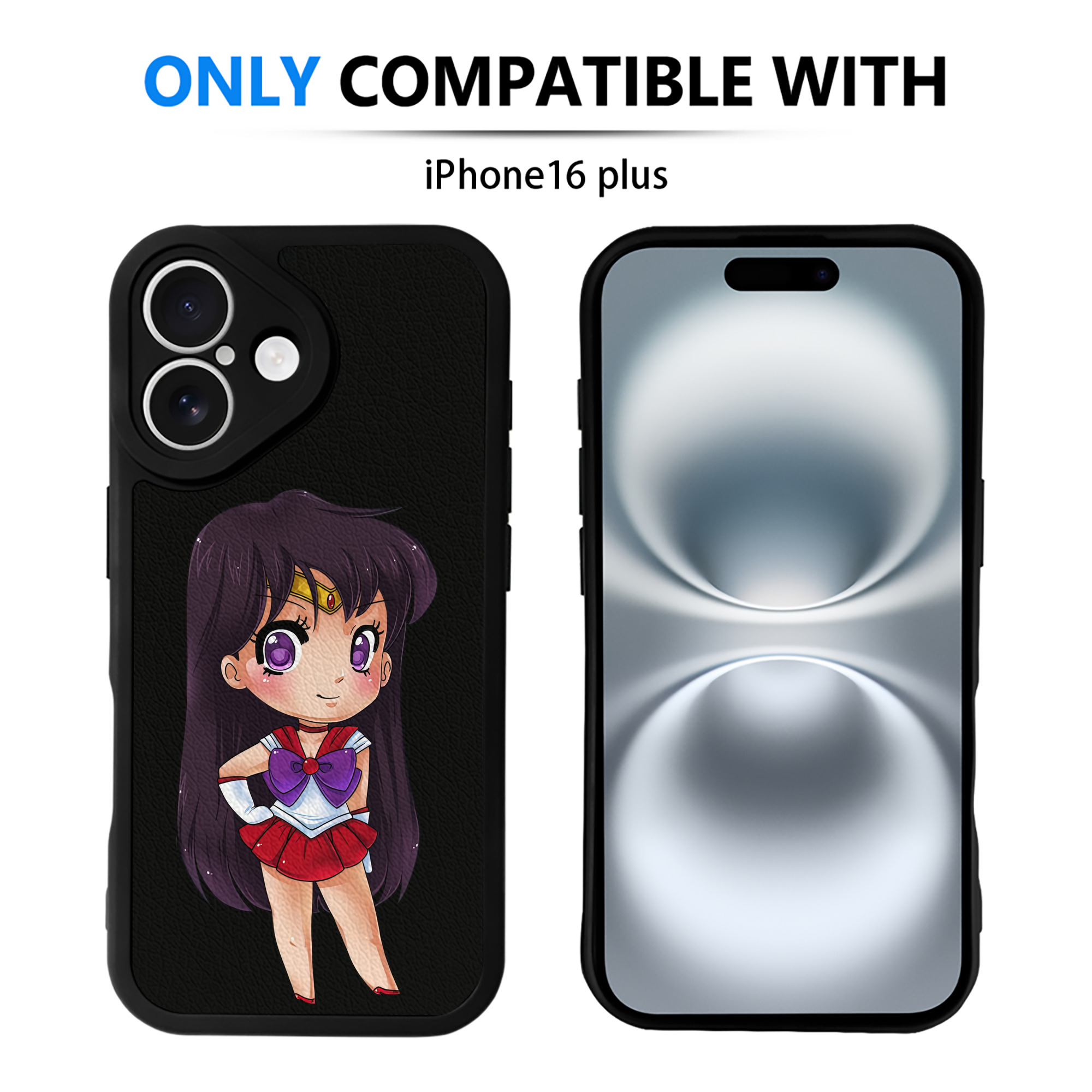 （画像用） 美少女戦士セーラームーン 火野レイ ひの レイ Sailor Moon Hino Rei （セーラーマーズ,Sailor Mars） 【iPhone 16シリーズ対応】シリコンスマホケース（レザー調） 材質：シリコン